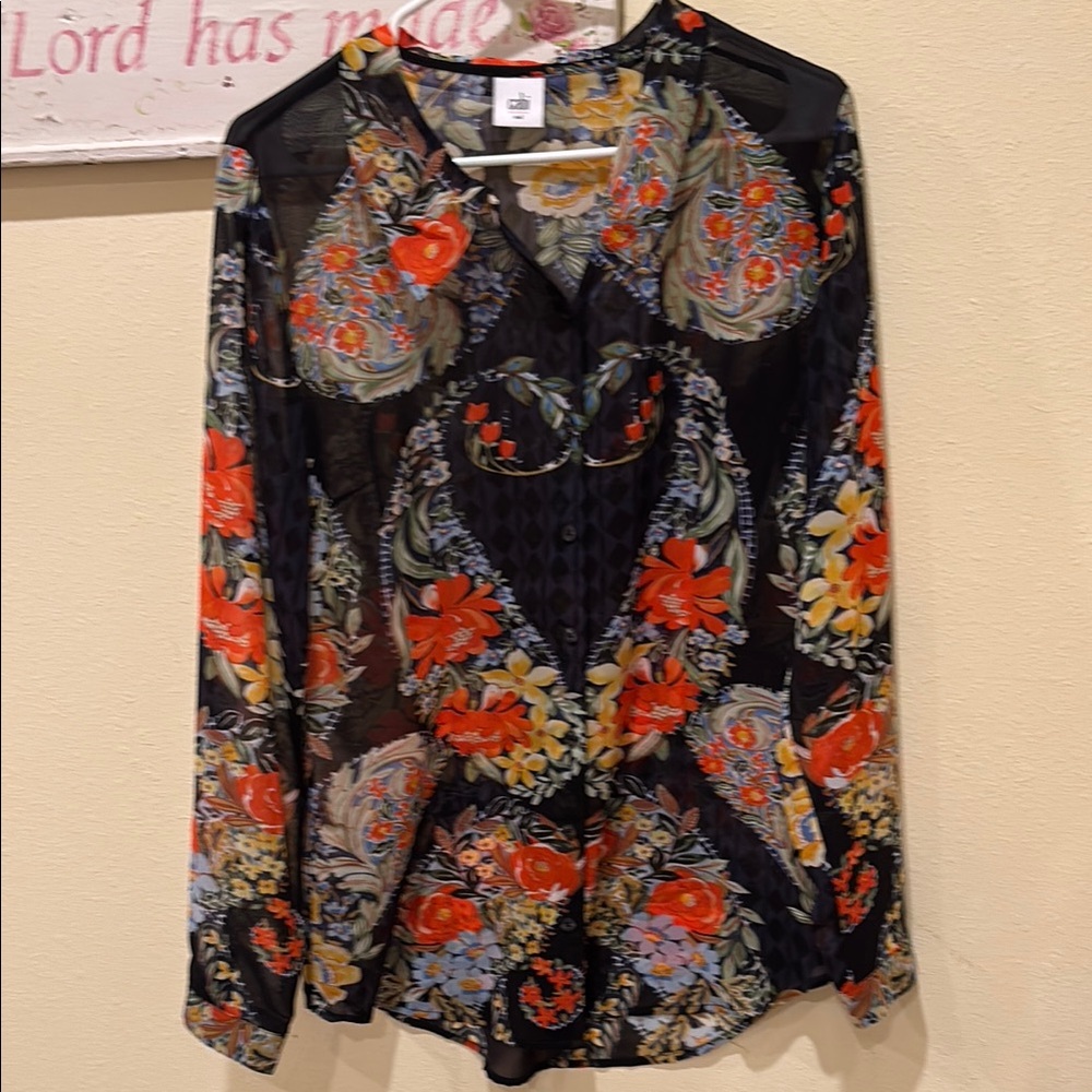 Floral Black Sheer Women's Top